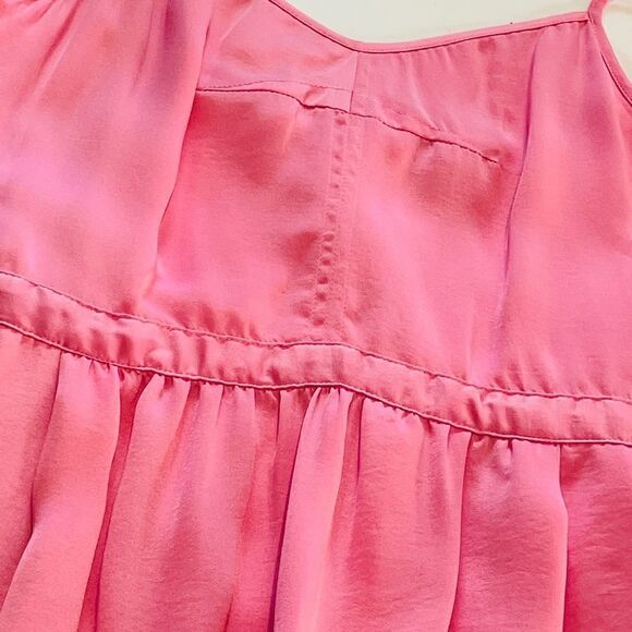 𝅺ARITZIA Talula Pink Satin Feel Hilo High Low Spaghetti Strap Dress Size 2 - Picture 9 of 11
